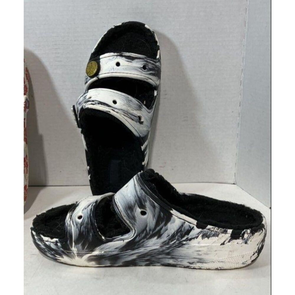 Marbled Slip On Casual CROCS Fleece Lined Shoe Unisex Men 9/Women 11
